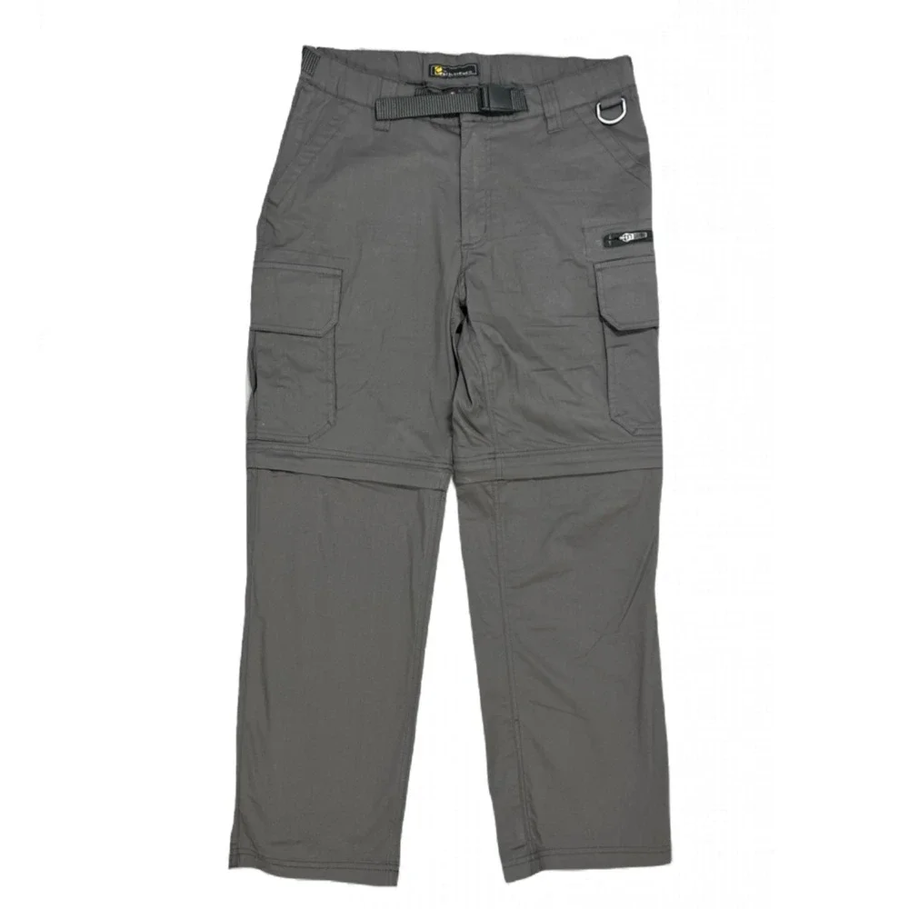 BC Clothing Mens Medium 34x30 Convertible Cargo Hiking Pants Gray Fishing